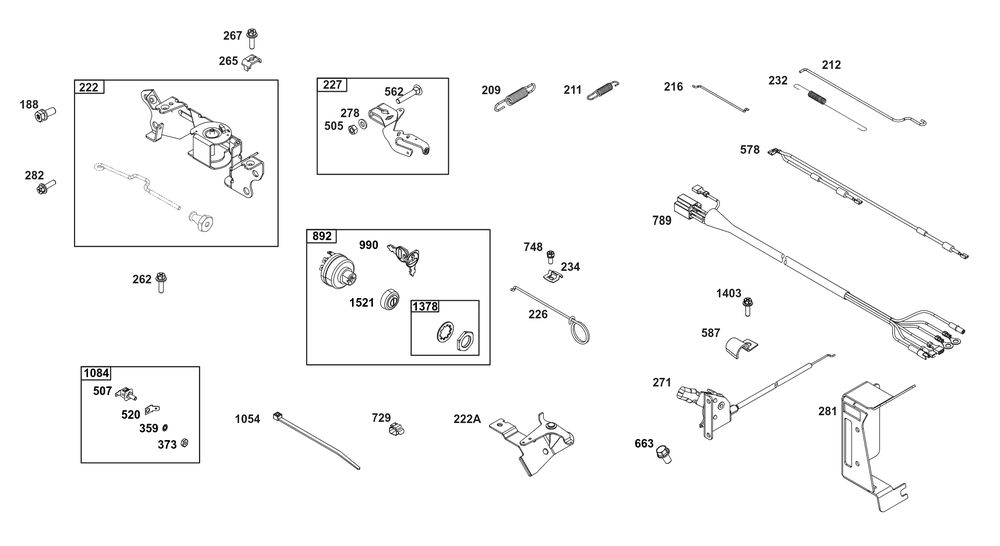 Controls Group Diagram and Parts List for 356447-0680-F1 200000 - 399999 Briggs and Stratton Engine